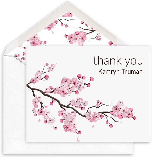 Cherry Blossoms Thank You Folded Note Cards